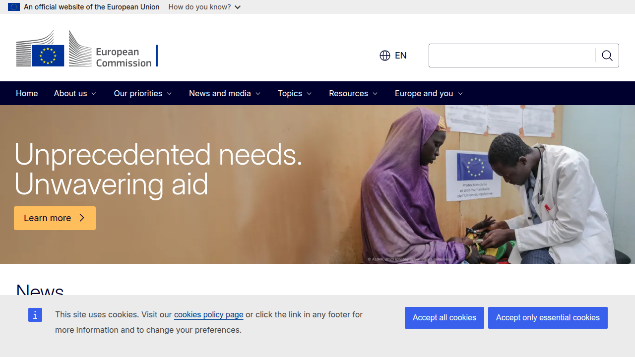 The official website of the European Commission, responsible for implementing the pioneering EU AI Act.