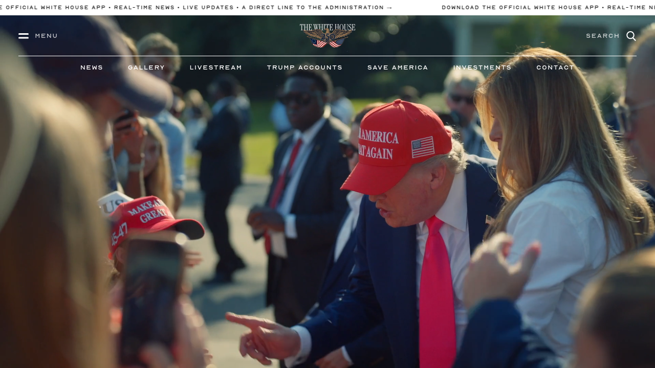 The White House website, reflecting U.S. government's focus on promoting AI innovation and security policies.