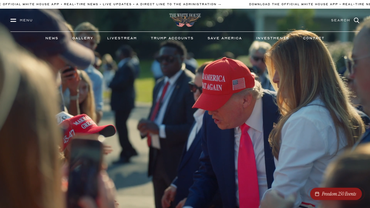 Screenshot of the White House website, highlighting national policy framework for artificial intelligence.