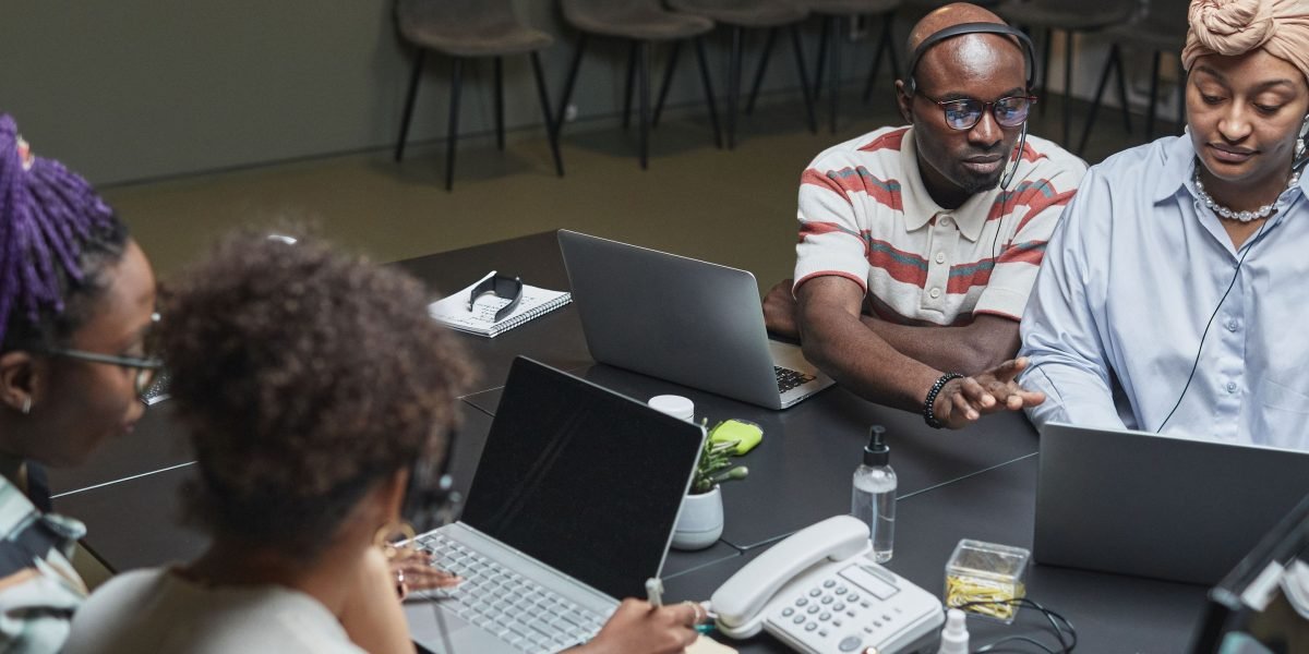 Professionals from different locations connecting via video conference, illustrating global talent competition and remote work.