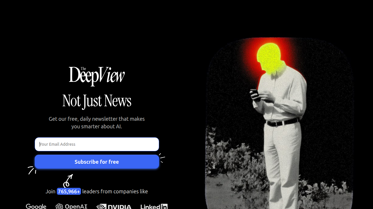 A screenshot of The AI Newsletter Worth Reading homepage, offering daily insights on AI and tech policy.