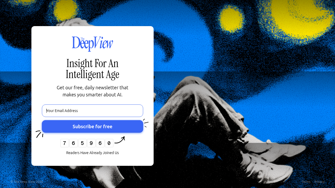 Screenshot of The Deep View newsletter subscription page, an excellent resource for daily AI and tech policy insights.