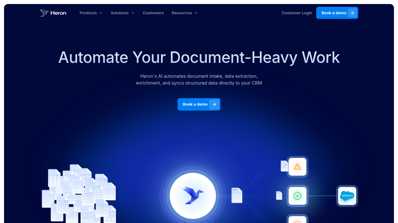 Herondata's website, an example of a business offering verification services for funding checks.