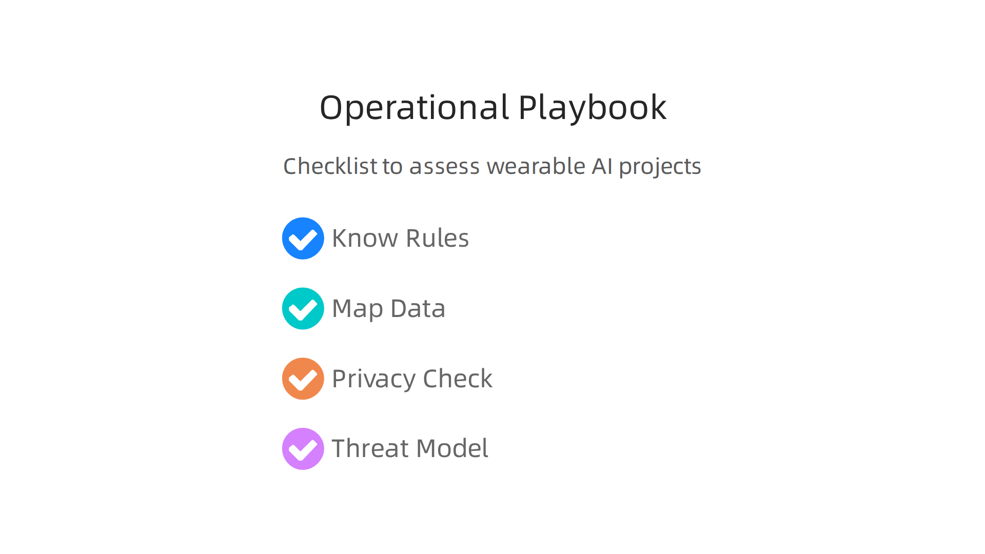 An infographic outlining key steps for different teams to evaluate and prepare for new wearable AI projects.