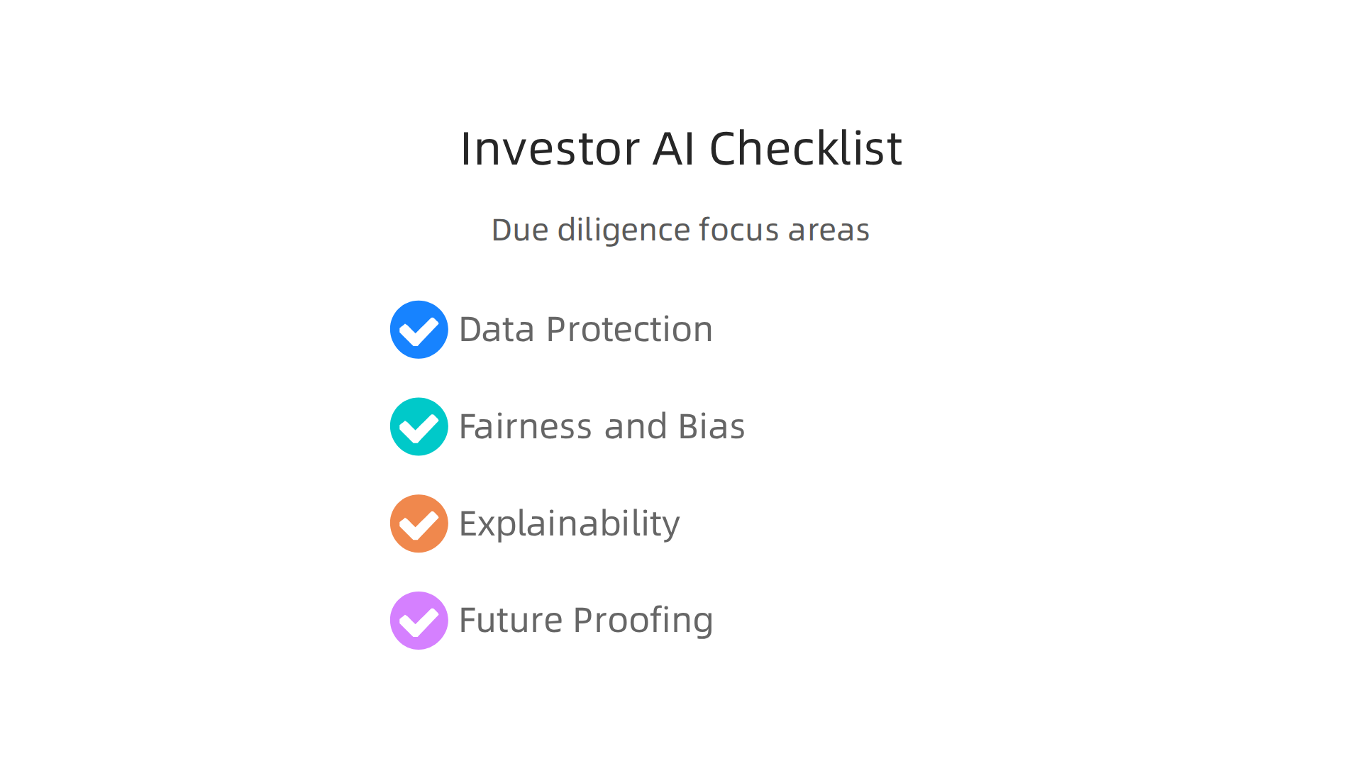 Key areas investors examine during due diligence for AI-powered fintech startups, emphasizing compliance and risk.